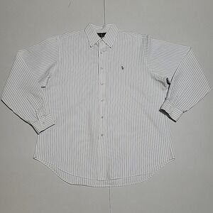 Polo Ralph Lauren Classic Fit Long Sleeve Shirt Men's Sz 17 Striped Flesh Pony